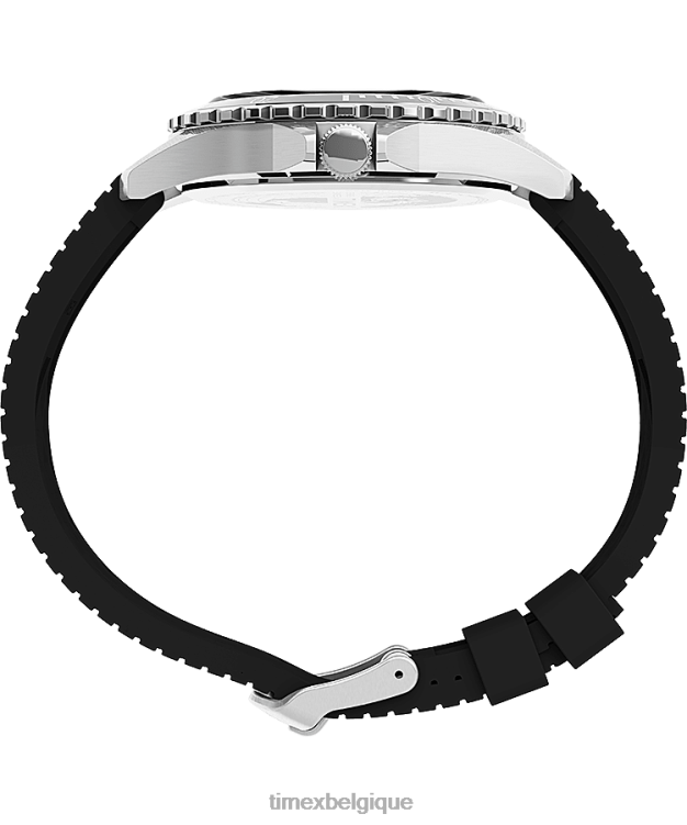montres | Timex Hommes montre navi xl 41 mm avec bracelet en caoutchouc synthétique R2F206 acier inoxydable/noir/bleu