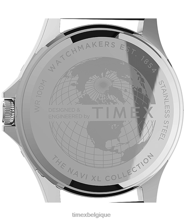 montres | Timex Hommes montre navi xl 41 mm avec bracelet en caoutchouc synthétique R2F206 acier inoxydable/noir/bleu