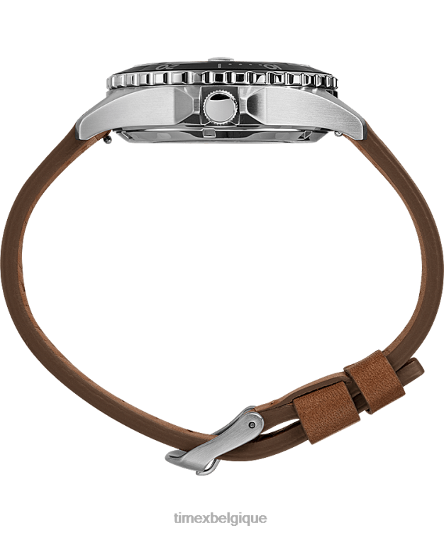 montres | Timex Hommes montre navi xl automatique 41 mm avec bracelet en cuir R2F2010 acier inoxydable/marron/vert