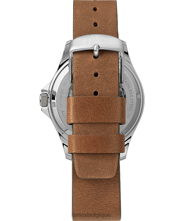 montres | Timex Hommes montre navi xl automatique 41 mm avec bracelet en cuir R2F2010 acier inoxydable/marron/vert