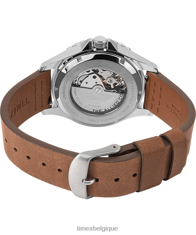 montres | Timex Hommes montre navi xl automatique 41 mm avec bracelet en cuir R2F2010 acier inoxydable/marron/vert