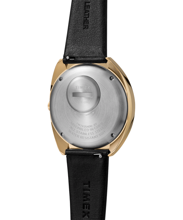 montres | Q Timex Hommes Montre à bracelet en cuir 43x39 mm réédition de 1972 R2F2067 doré/noir/bordeaux