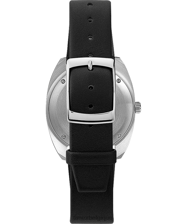 montres | Q Timex Hommes Montre réédition jour-date 37 mm, bracelet en cuir, 1978 R2F2079 acier inoxydable/noir/argenté