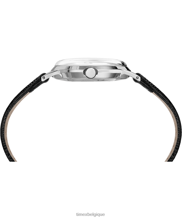 montres | Timex Hommes montre marlin à remontage manuel 34 mm avec bracelet en cuir R2F2077 noir/argenté