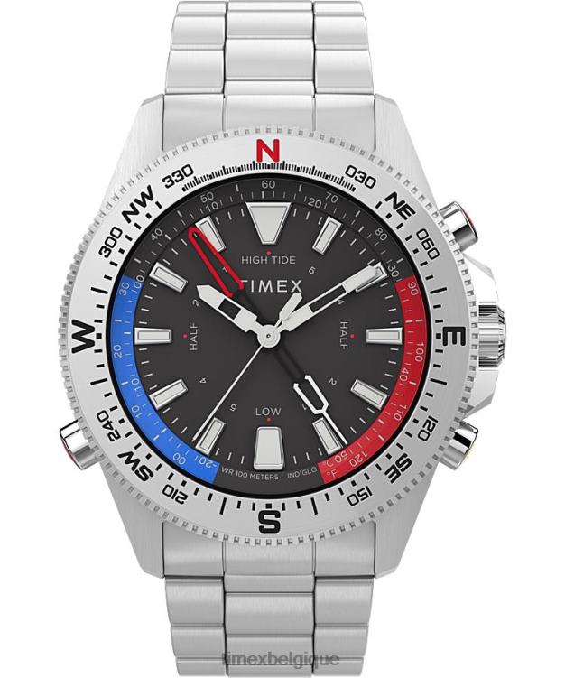 montres | Timex Hommes Montre-bracelet en acier inoxydable 43 mm Expedition North Tide-Temp-Compass R2F20141 acier inoxydable/noir