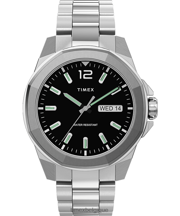 montres | Timex Hommes Montre-bracelet en acier inoxydable Essex Avenue de 44 mm R2F20165 argenté/acier inoxydable/noir