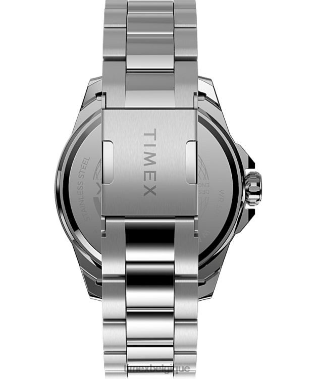 montres | Timex Hommes Montre-bracelet en acier inoxydable Essex Avenue de 44 mm R2F20165 argenté/acier inoxydable/noir