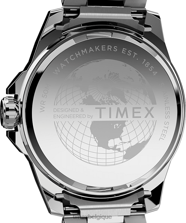 montres | Timex Hommes Montre-bracelet en acier inoxydable Essex Avenue de 44 mm R2F20165 argenté/acier inoxydable/noir