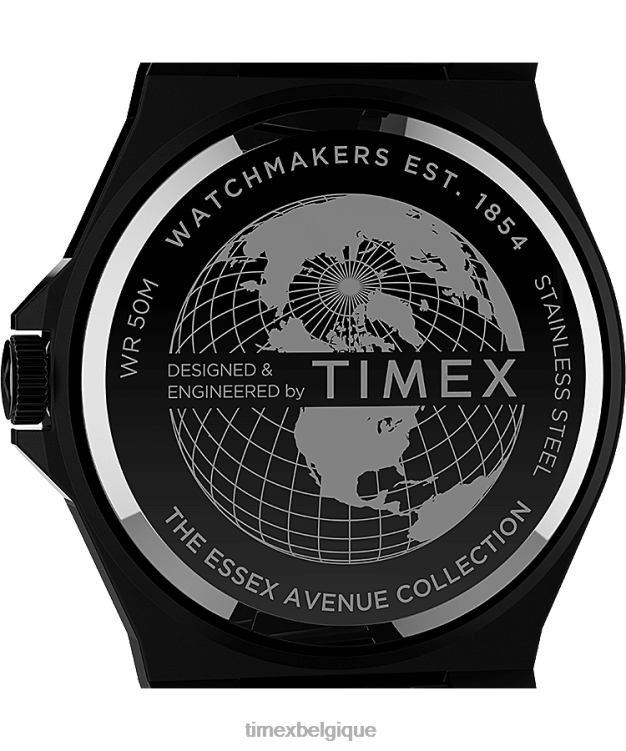 montres | Timex Hommes Montre-bracelet fine en acier inoxydable Essex Avenue de 40 mm R2F20173 noir