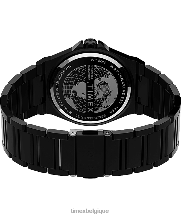 montres | Timex Hommes Montre-bracelet fine en acier inoxydable Essex Avenue de 40 mm R2F20173 noir
