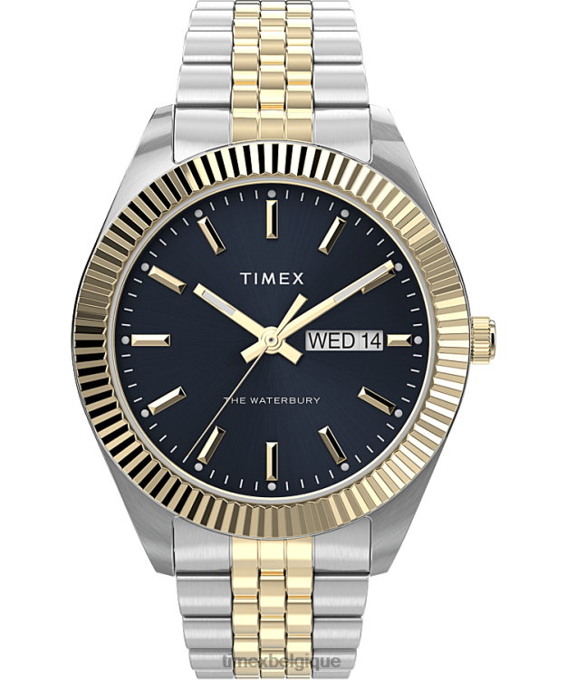 montres | Timex Hommes montre-bracelet en acier inoxydable Legacy de 41 mm R2F20161 bicolore/bleu/doré
