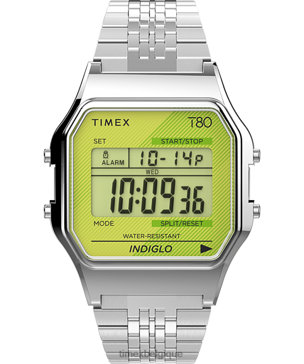 montres | Timex Hommes montre-bracelet en acier inoxydable t80 34 mm R2F20156 vert/acier inoxydable