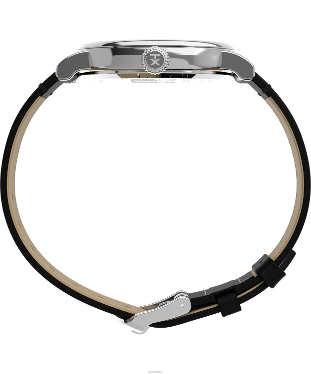 montres | Timex Hommes Montre Standard X Peanuts avec bracelet en cuir Snoopy Happy Birthday 40 mm. R2F20204 argenté/noir/blanc