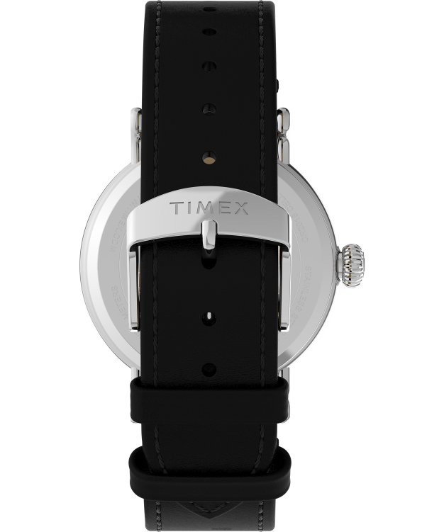 montres | Timex Hommes Montre Standard X Peanuts avec bracelet en cuir Snoopy Happy Birthday 40 mm. R2F20204 argenté/noir/blanc