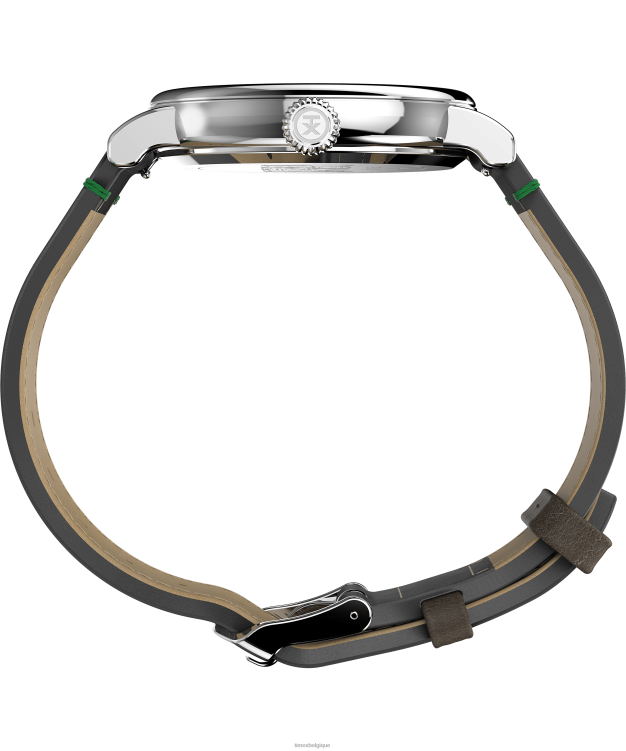 montres | Timex Hommes Standard X Peanuts avec montre Snoopy Winter avec bracelet en cuir de 40 mm R2F20197 argenté/marron/bleu