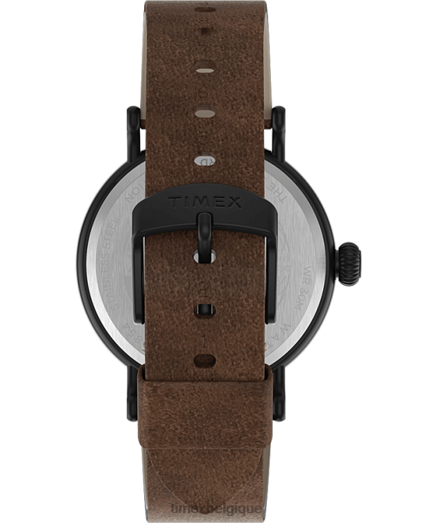 montres | Timex Hommes montre à bracelet en cuir standard de 40 mm R2F20202 noir marron