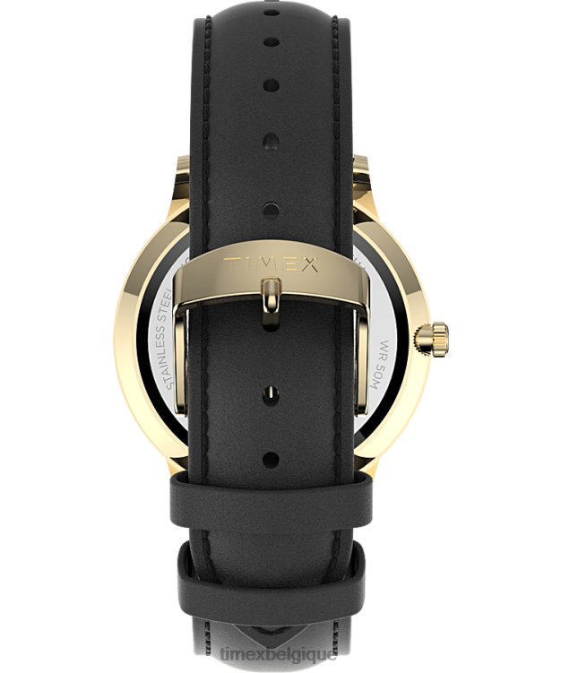 montres | Timex Hommes montre waterbury classique avec bracelet en cuir 40 mm R2F20233 doré/noir/blanc