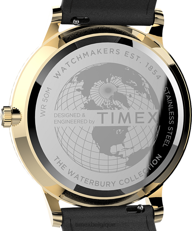montres | Timex Hommes montre waterbury classique avec bracelet en cuir 40 mm R2F20233 doré/noir/blanc