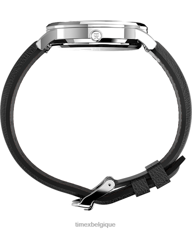 montres | Timex Hommes montre waterbury classique jour/date 40 mm bracelet en cuir R2F20229 acier inoxydable/noir/blanc