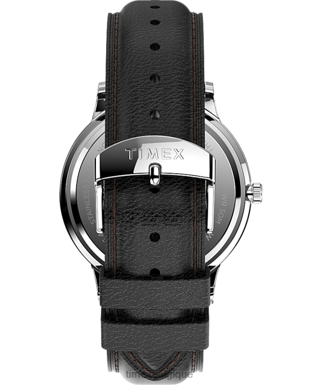 montres | Timex Hommes montre waterbury classique jour/date 40 mm bracelet en cuir R2F20229 acier inoxydable/noir/blanc