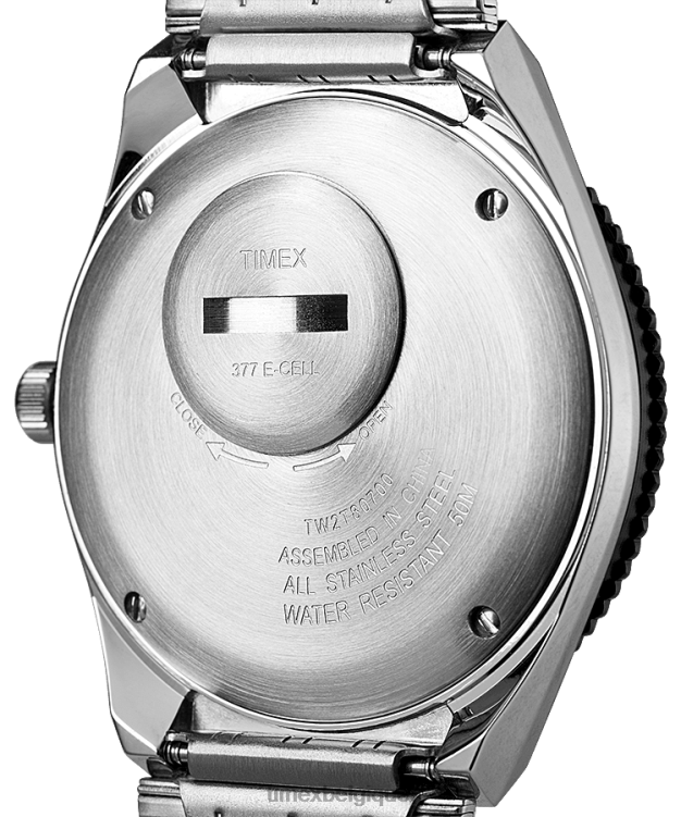 montres | Q Timex Hommes réédition montre-bracelet en acier inoxydable de 38 mm R2F20122 acier inoxydable/noir/vert