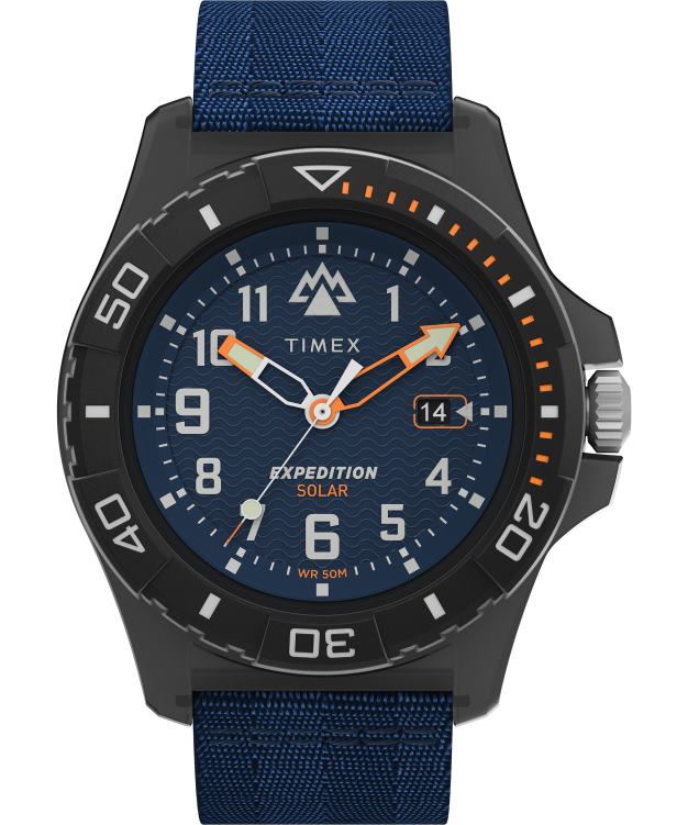 montres | Timex Hommes Montre Expedition North Freedive Ocean 46 mm avec bracelet en tissu recyclé R2F20119 gris/bleu