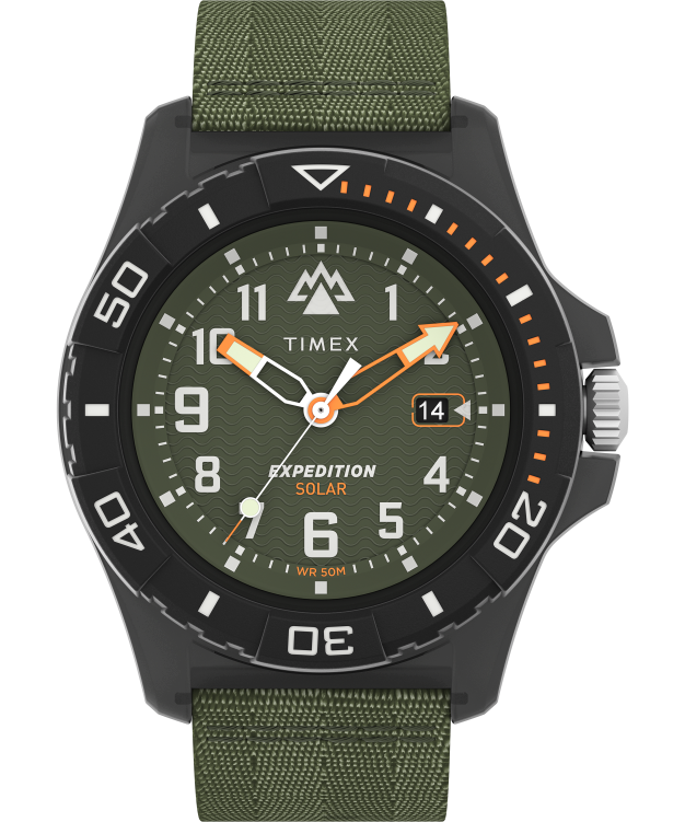 montres | Timex Hommes Montre Expedition North Freedive Ocean 46 mm avec bracelet en tissu recyclé R2F20137 Gris vert