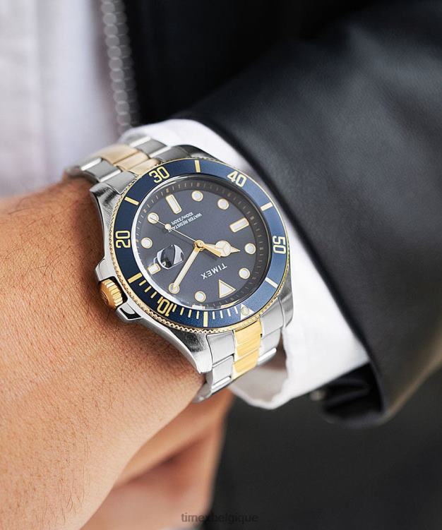 montres | Timex Hommes Montre-bracelet en acier inoxydable Harbourside Coast de 43 mm R2F20134 bleu/bicolore