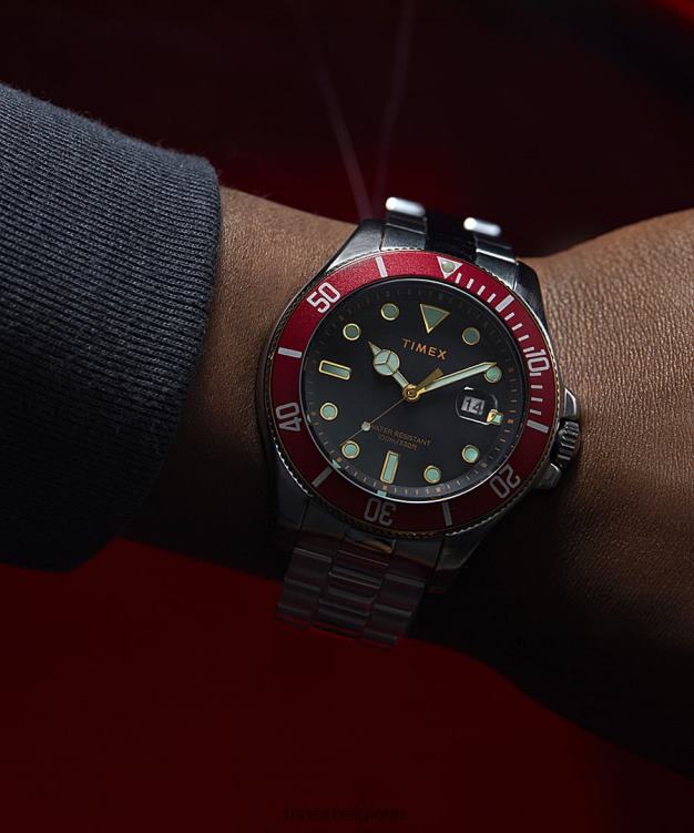 montres | Timex Hommes montre-bracelet 43 mm Harbourside Coast R2F20136 argenté/acier inoxydable/noir