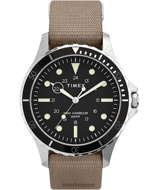 montres | Timex Hommes montre navi xl 41 mm avec bracelet en tissu R2F20123 acier inoxydable/beige/noir