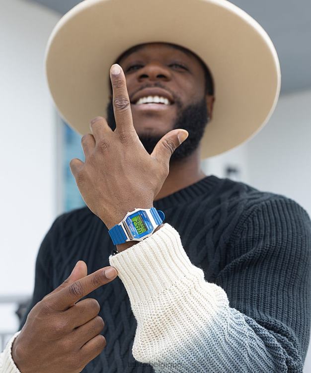 montres | Timex Hommes montre à bracelet en résine t80 34 mm R2F20266 argenté/bleu