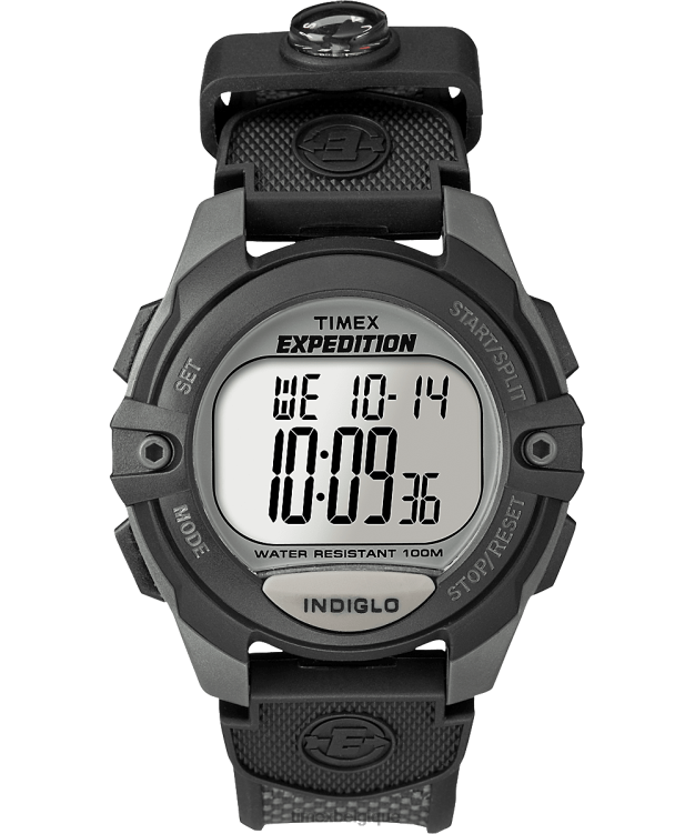 montres | Timex Hommes montre expédition chrono réveil minuterie bracelet en résine 41 mm R2F20248 gris/noir
