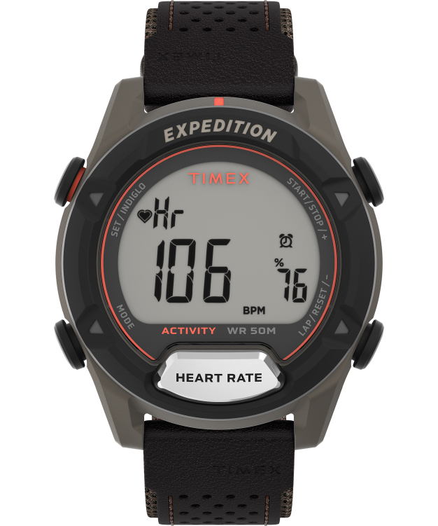 montres | Timex Hommes montre expédition trailblazer+ 43 mm avec bracelet en matériaux mixtes R2F20241 marron/rouge