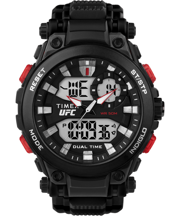 montres | Timex Hommes montre ufc impact 50 mm avec bracelet en résine R2F20252 noir