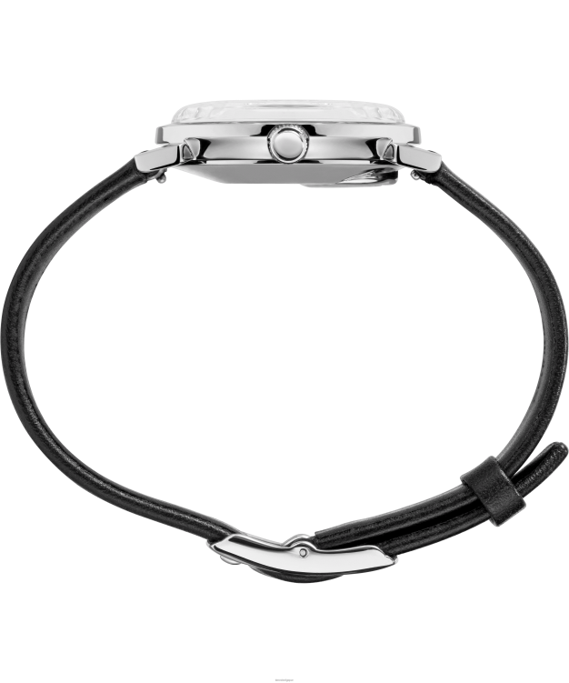 montres | Q Timex Hommes Montre à bracelet en cuir de 35 mm, réédition de 1978 R2F20294 acier inoxydable/noir/argenté