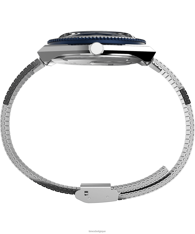montres | Q Timex Hommes réédition montre-bracelet en acier inoxydable de 38 mm R2F20297 acier inoxydable/bleu