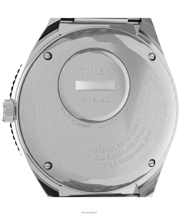 montres | Q Timex Hommes réédition montre-bracelet en acier inoxydable de 38 mm R2F20297 acier inoxydable/bleu