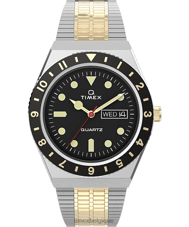 montres | Q Timex Hommes réédition montre-bracelet en acier inoxydable de 38 mm R2F20306 acier inoxydable/bicolore/noir
