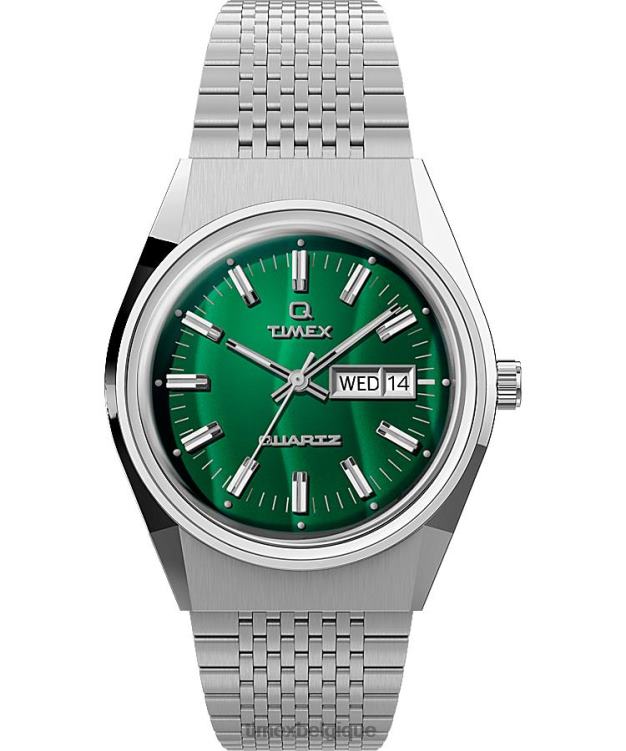 montres | Q Timex Hommes réédition montre-bracelet en acier inoxydable oeil de faucon 38 mm R2F20277 acier inoxydable/vert