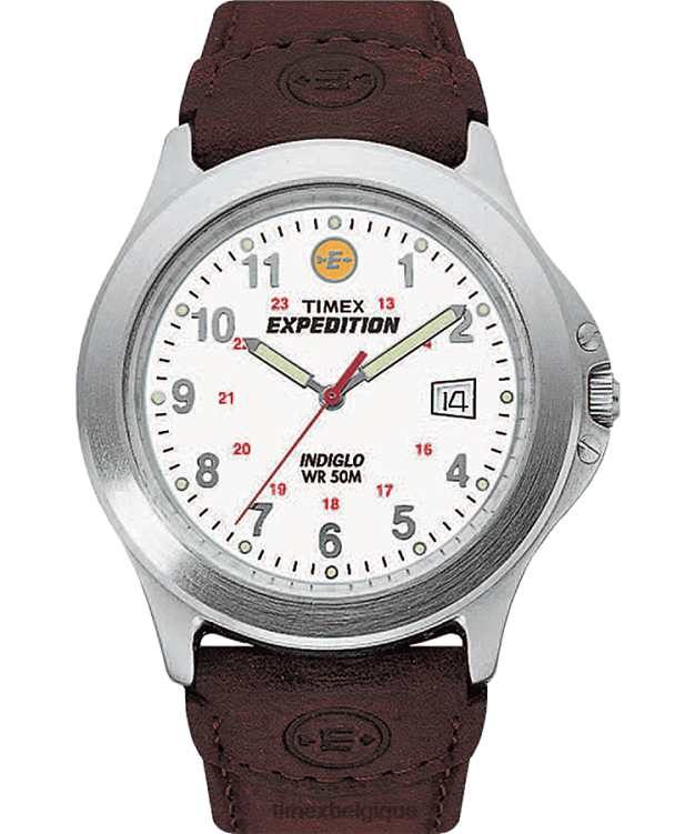 montres | Timex Hommes Montre Expedition Metal Field avec bracelet en cuir de 40 mm R2F20287 argenté/marron/blanc