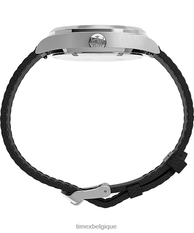 montres | Timex Hommes Montre Waterbury traditionnelle jour-date 39 mm, bracelet en cuir R2F20289 acier inoxydable/noir/argenté