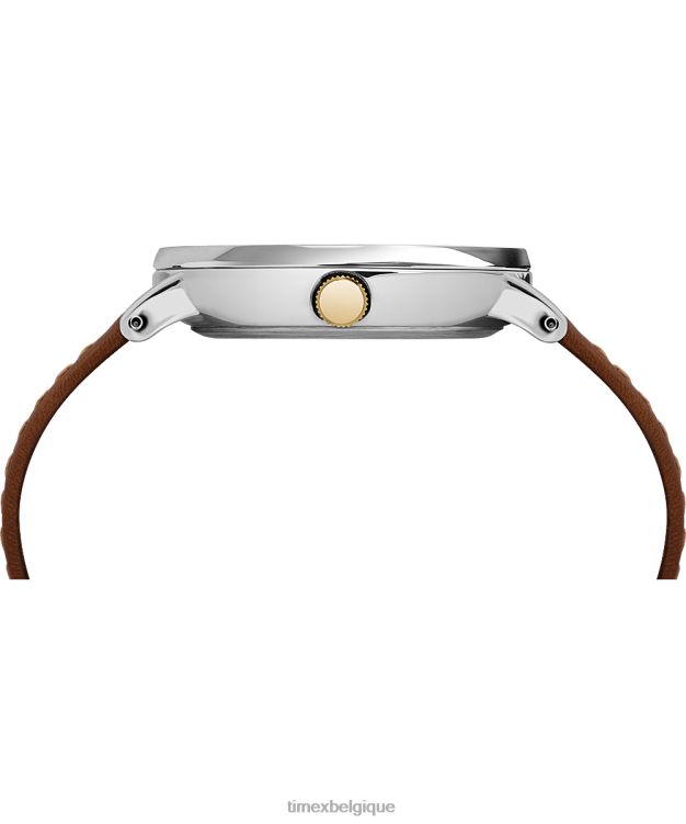 montres | Timex Hommes montre Southview avec bracelet en cuir de 41 mm R2F20285 chrome/beige/bleu