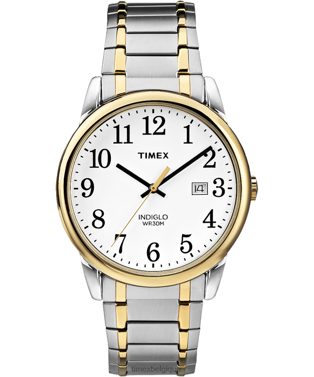 montres | Timex Hommes montre à bracelet d'extension 38 mm avec lecture facile de la date R2F20315 bicolore/blanc