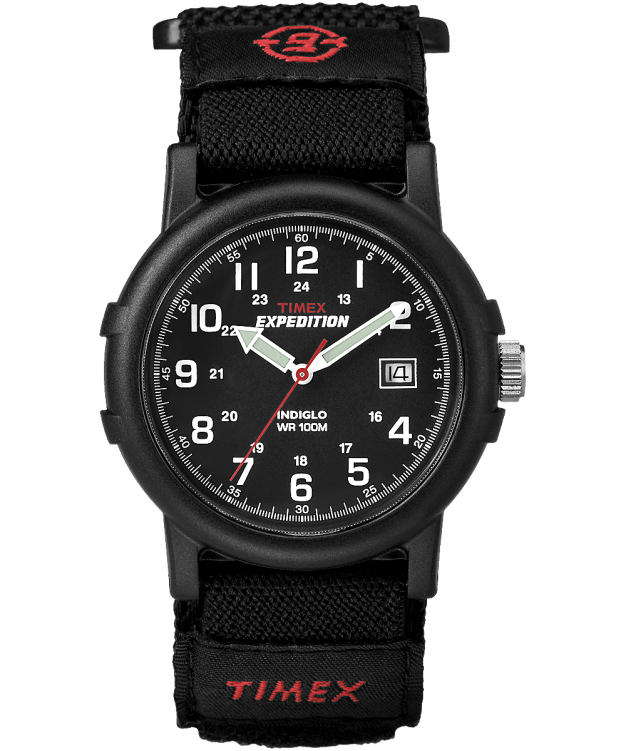montres | Timex Hommes montre à enroulement rapide en tissu 38 mm expédition camper R2F20302 noir