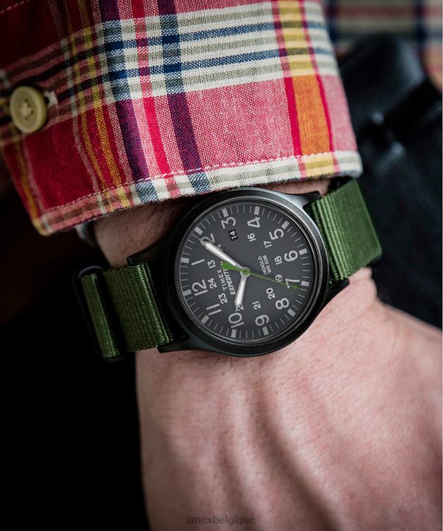 montres | Timex Hommes montre expédition scout 40 mm avec bracelet en tissu R2F20304 vert noir